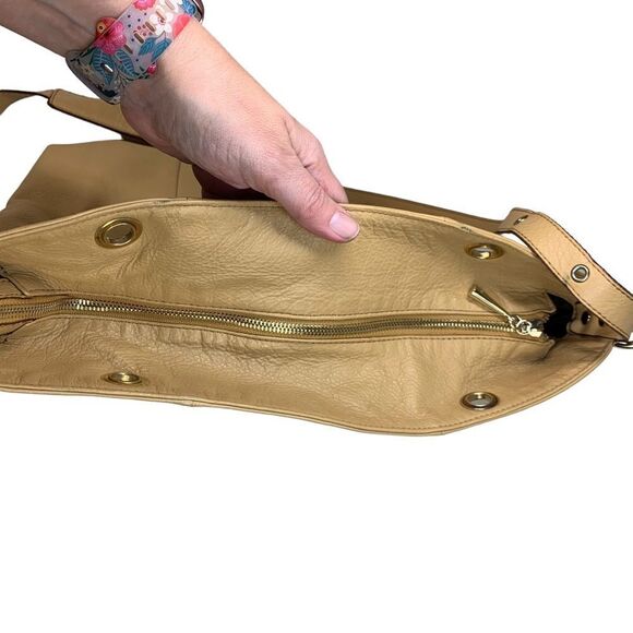 Plinio Visona Tan Pebbled Leather Tote Shoulder Bag Crossbody - Picture 5 of 11